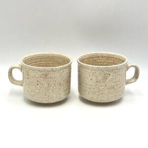 Homespun Stonecast Mugs Cups Speckled‎ Set Of 2 by Churchill England 3” Rustic